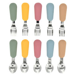 Baby Eating Tableware Set Children Utensil 316 Stainless Steel Toddler Dinnerware Cutlery Cartoon Infant Food Feeding Spoon Fork