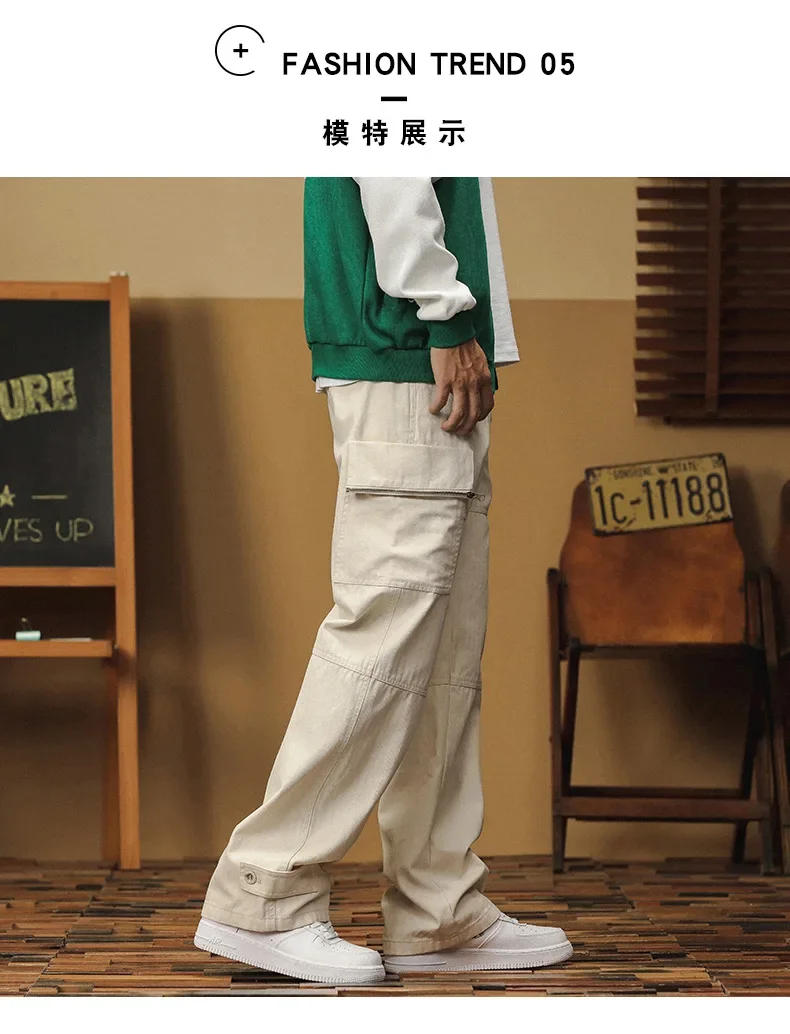 Description Picture 5 of itemAutumn and winter new American retro multi-pocket men's overalls loose fashion all straight leg casual pants