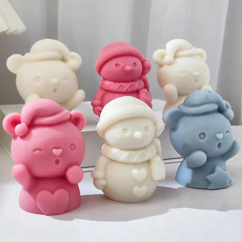 Description Picture 3 of itemHeart Star Bear Candle Silicone Mould Christmas Snowman Soap Resin Crystal Mould Chocolate Drink Ice Mold Party Cake Decor Gifts