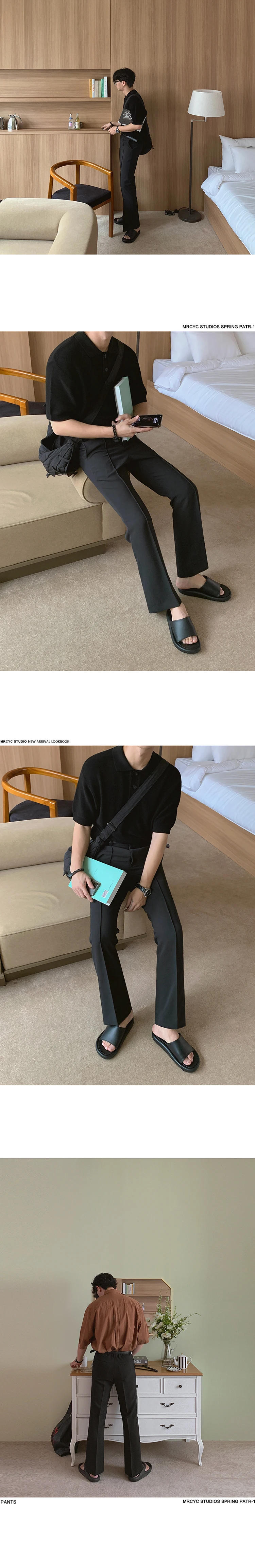 Description Picture 5 of itemFashion Men's Casual Pants Stretch Slim Fit Elastic Waist Jogger Korean Classic Formal Business Male Brand Trousers A125