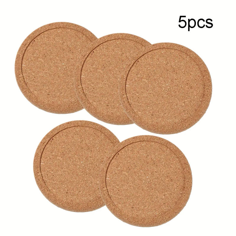 Description Picture 5 of itemCork Coasters Handy Round Square Shape Dia 9Cm 10Cm Plain Natural Wine Drink Tea Coffee Coaster For Home Office Kitchen