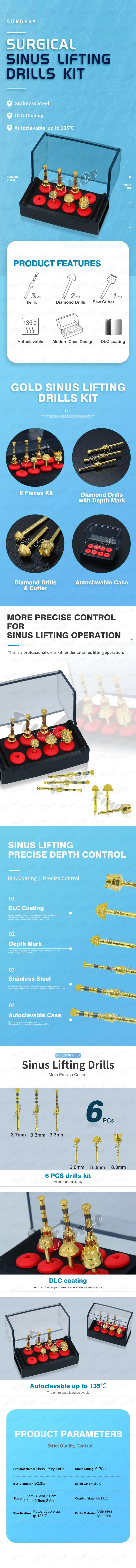 Description Picture 2 of itemSurgical sinus lifting drills kit den tal im plant tool den tal drills