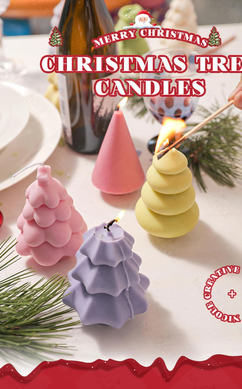 Description Picture 2 of itemBoowan Nicole Christmas Tree Candle Mold DIY Scented Candle Plaster Christmas Silicone Mold Handmade Soap Cake Chocolate Making