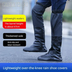 Non-Slip Thickened Wear-Resistant Over-The-Knee Rain Shoe Covers Rain Waterproof Outdoor Riding Water Pants Rain Pants