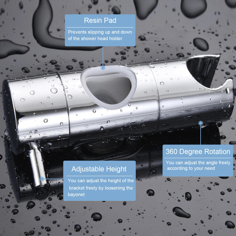 Description Picture 6 of item22mm Adjustable Shower Head Holder for Slide Bar Rail Head Bracket Handheld Shower Head Holder Bracket 360 Degree Rotation