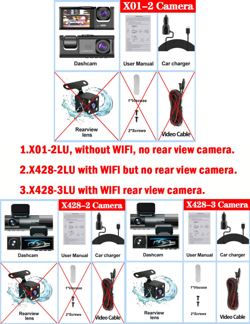 Description Picture 2 of item3Camera Dash Cam For Car Camera 1080P Video Recorder WIFI Car DVR Front Rear View Camera Night Vision Black Box Car Accessories