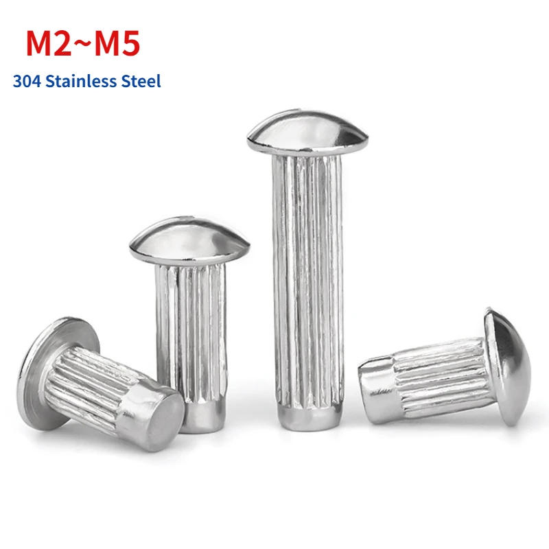 Description Picture 3 of itemSemi Button Round Head Knurled Shank Solid Rivet GB827 for Label Name Plate M2 M2.5 M3 M4 M5 A2-70 304 Stainless Steel