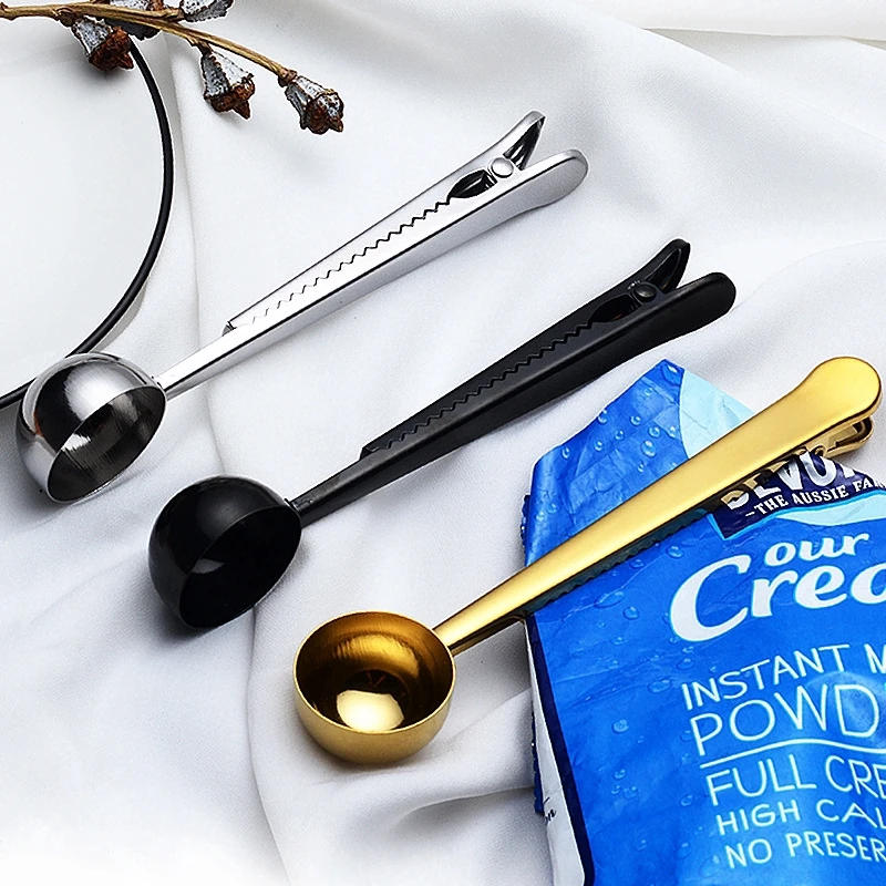 Description Picture 2 of itemStainless Steel Coffee Scoop with Clip, Multi-Function Spoon Bag Sealing Clip for Coffee Beans and Tea Leaves