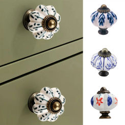 Vintage Ceramic Pumpkin Cabinet Knob Drawer Furniture Handles Dresser Door Pulls Wardrobe Closet Cupboard Hardware Accessories
