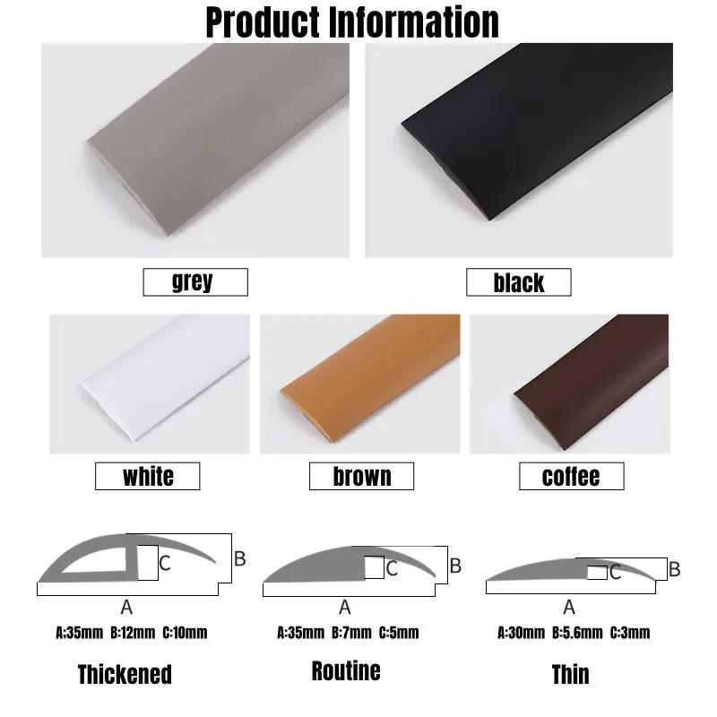 Description Picture 4 of item1M Self-adhesive Protective Carpet and Floor Edging Trim Strip PVC Flooring Threshold Transition Sealing Strips Fit 3-10mm Gaps