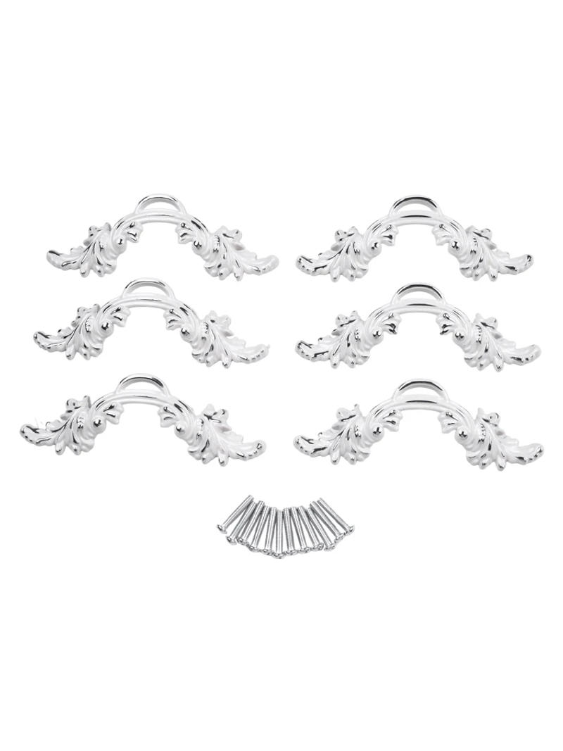Description Picture 6 of item6pcs Cabinet Handles Carved Wardrobe Handle Drawer Knobs Kitchen Cupboard Door Pulls White European Furniture Handle Hardware