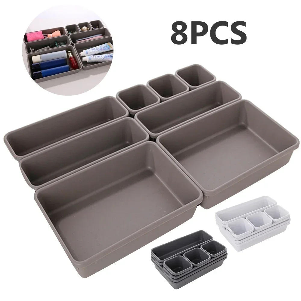Description Picture 2 of item8pcs/set Adjustable Drawer Organizer Box Trays Make Up Cosmetics Sundries Divider Holder Kitchen Bathroom Closet Jewellery Box