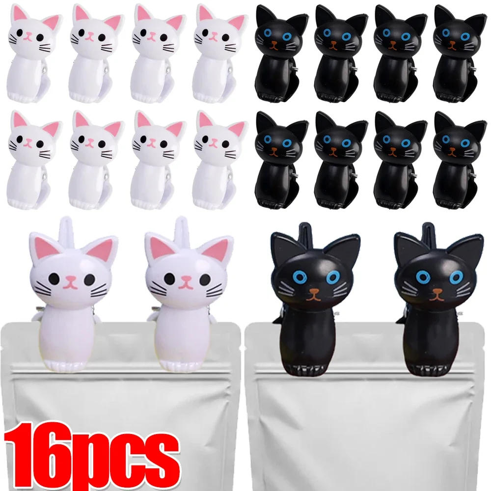 Description Picture 2 of item2-16Pcs Sealing Bag Clips Cute Cat Shape Portable Snack Clamp Office Message Photo Clip Home Laundry Hanging Clothes Sock Clamps