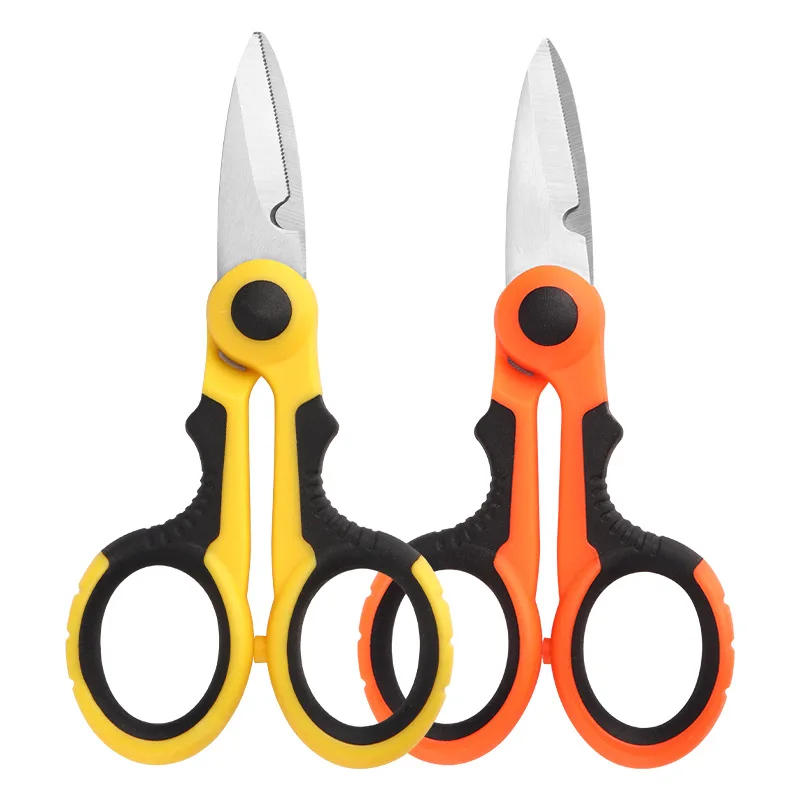 Description Picture 3 of itemElectrician Scissors High Carbon Steel Industrial Strong Wire and Cable Scissors Non-slip Manual Electrician Stripping Scissors