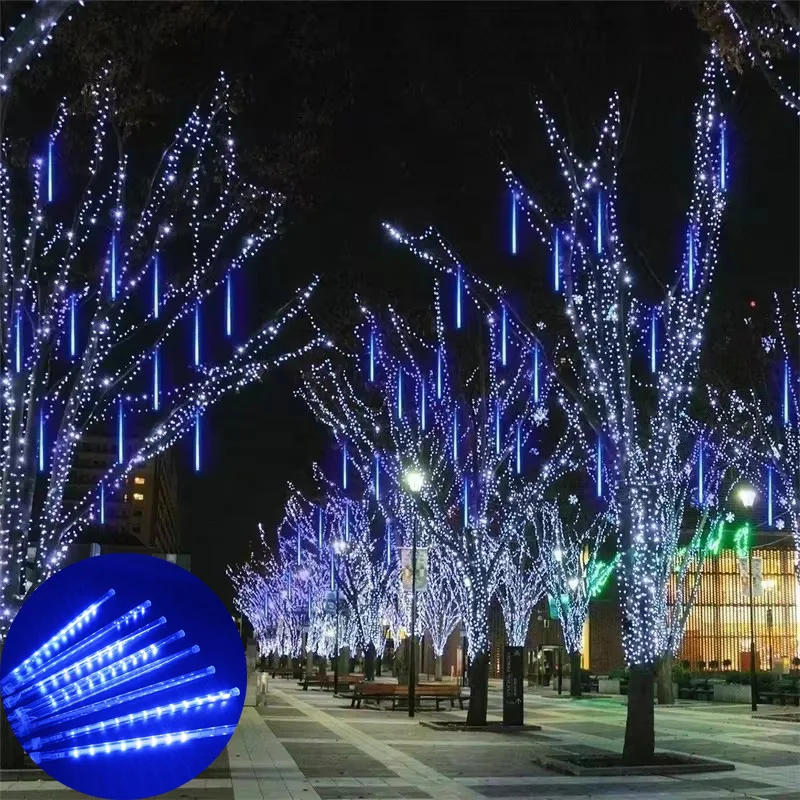 Description Picture 2 of item32/24/16/8 Tubes Meteor Shower Rain Lights EU/US Falling Raindrop Fairy String Light for Street Garland Christmas 2025 New Year