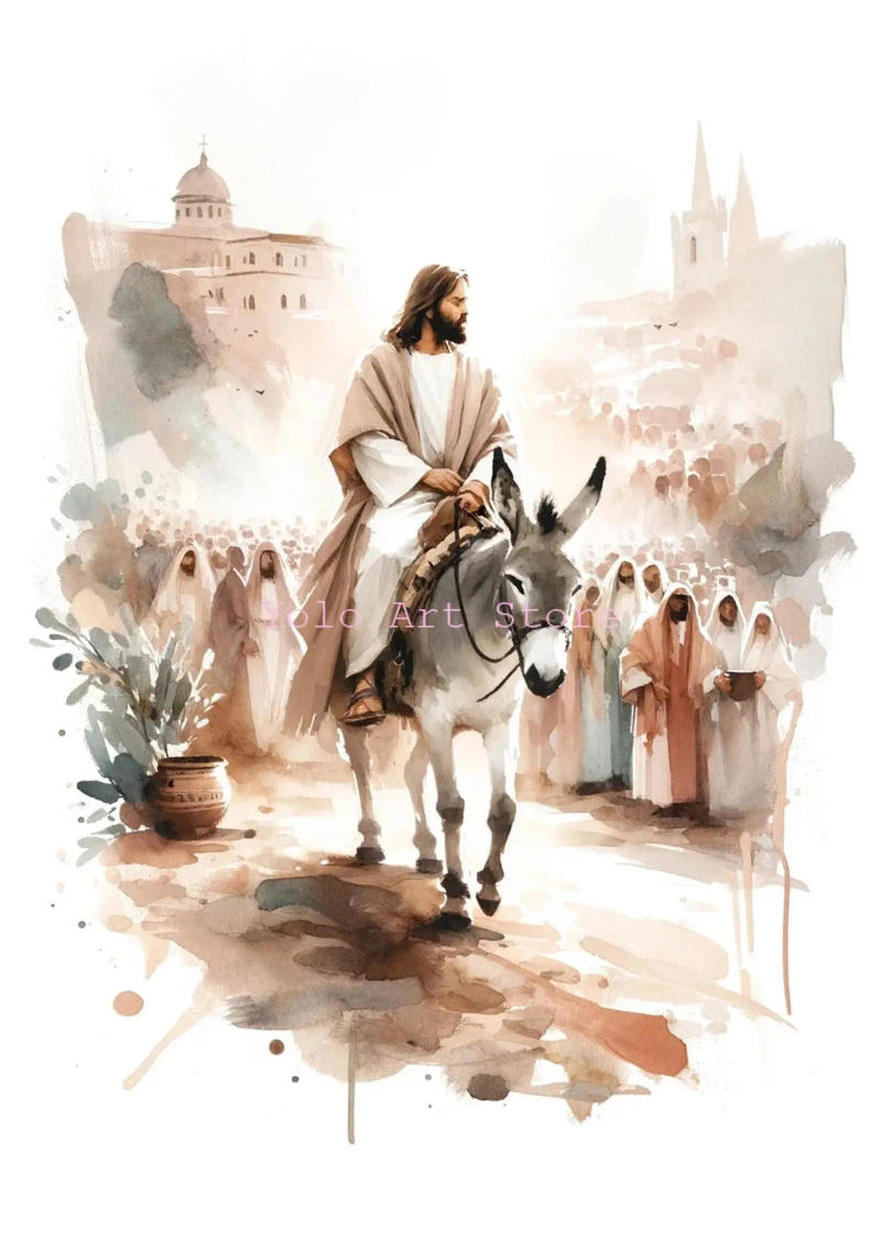 Description Picture 5 of itemChristian Watercolor Wall Art - Jesus & Lamb Canvas Print, Bible-Inspired Home Decor for Living Room and Nursery, Ideal Gift