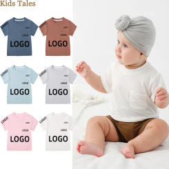 Customizing Add Your Logo Baby Boys Girls T-Shirts Newborn Bamboo Fiber Tee Tops with Pocket Toddler Summer Children Clothing