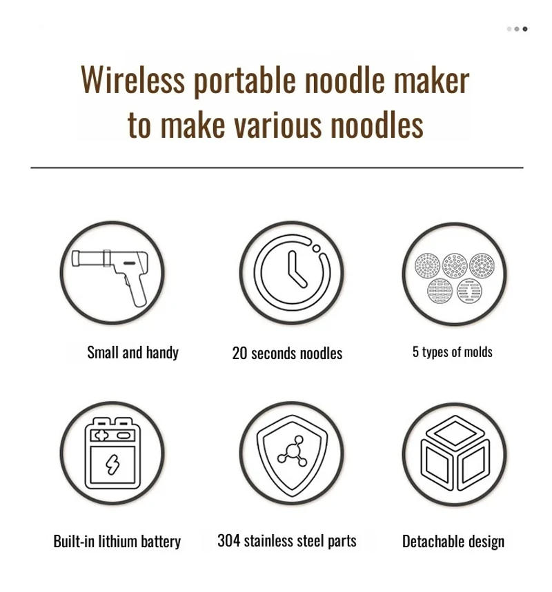 Description Picture 6 of itemElectric Cordless Noodle Maker Handheld Portable Noodle Press Home Appliances Outdoor Kitchen Home Breakfast Smart Maker