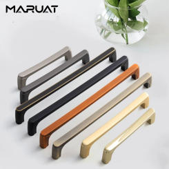 Modern Minimalist Zinc Alloy Kitchen Cabinet Handles Wardrobe Door Pulls Black Drawer Knob Golden Handles for Furniture Hardware