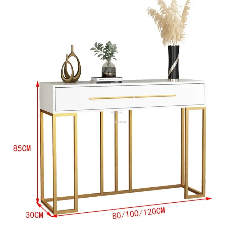 Description Picture 2 of itemEuropean Designer Console Tables for Hallway Leisure Home Iron Console Table Living Room Furniture Modern Simple Porch Cabinets