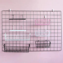 Ins Home Wall Decoration Iron Grid Decor DIY Hanging Rack Wall Display Art Storage Box Basket Mesh Shelf Rack Holder Organizer