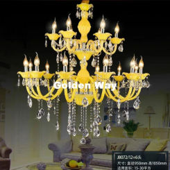 New Crystal Chandelier Modern Crystal Chandelier 6/8/10/12/15/18 Arm Optional Lustres De Cristal Chandelier Lighting Yellow Body