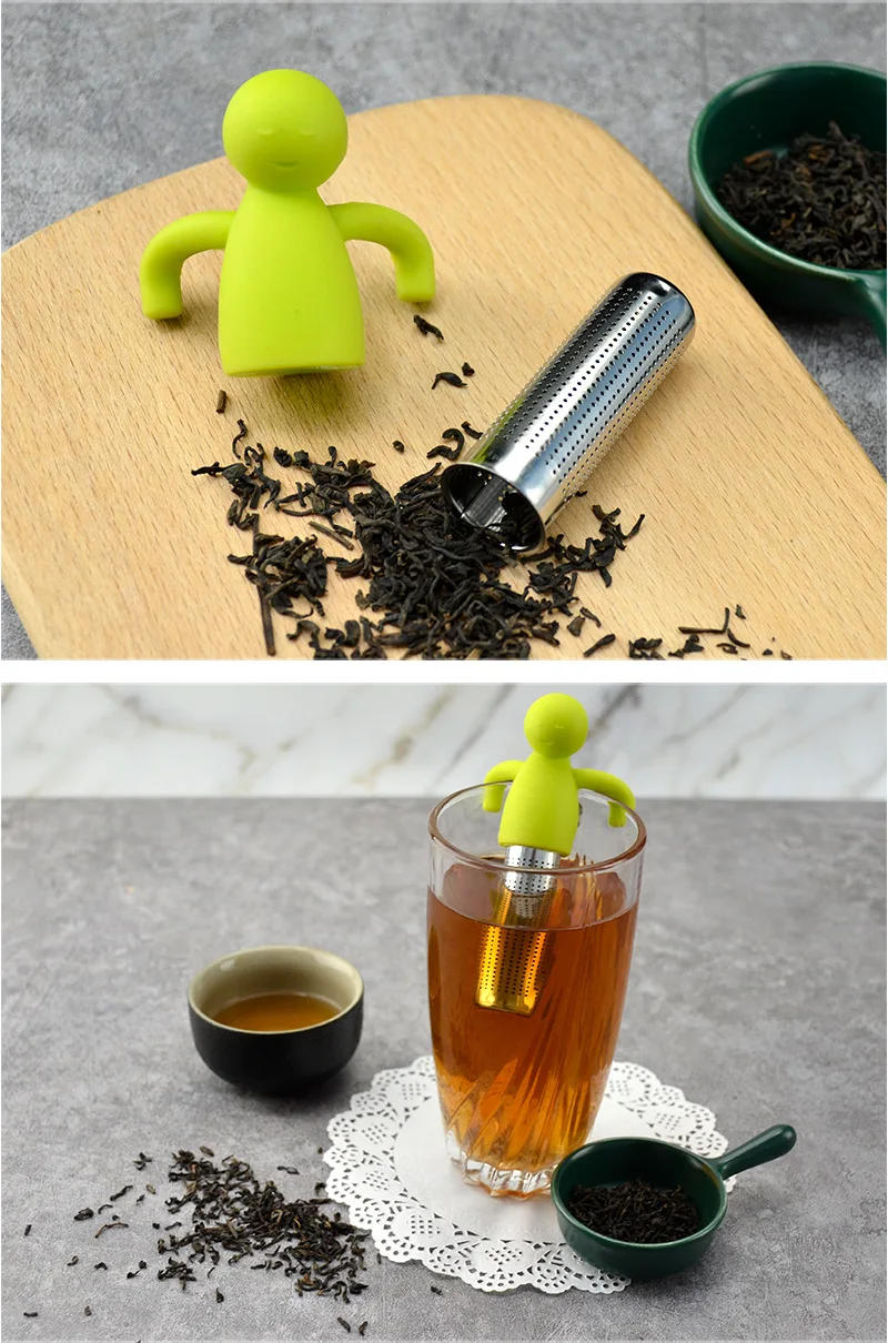 Description Picture 5 of itemCreative Little Man Shape Silicone Stainless Steel Tea Infuser Strainer Sieve Leaf Filter Tea Infuser Silicone Accessories