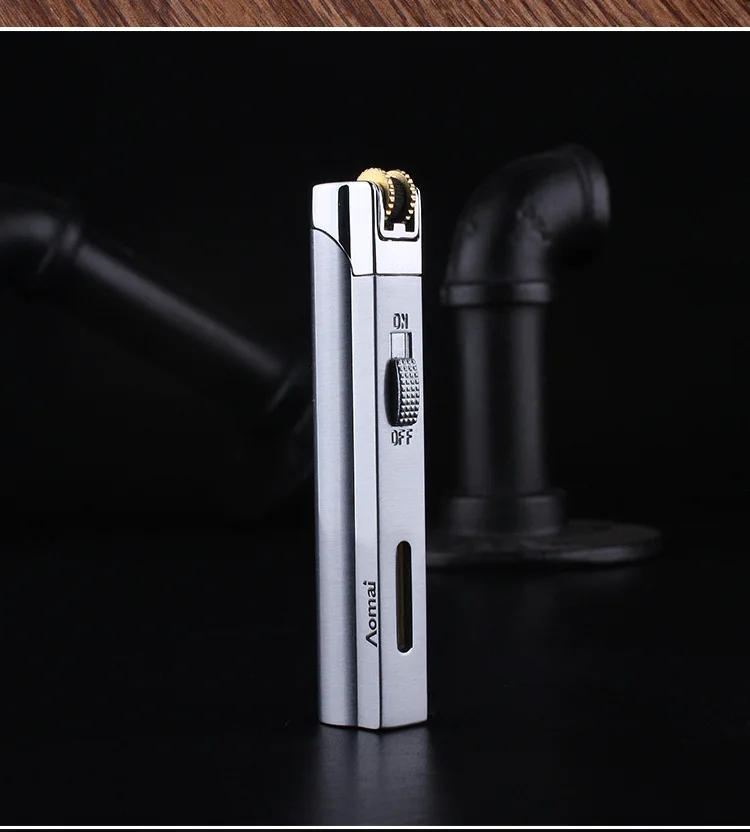 Description Picture 5 of itemAomai Windproof Blue Jet Flame Cigarette Lighter Inflatable Granding Wheel Ignition Butane Smoking Accessories Gifts for Men