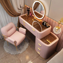 Glass Dressing Table Bedroom Dressing Storage Cabinet Makeup Table Home Furniture Bedroom Dressers Set Vanity Table with Mirror