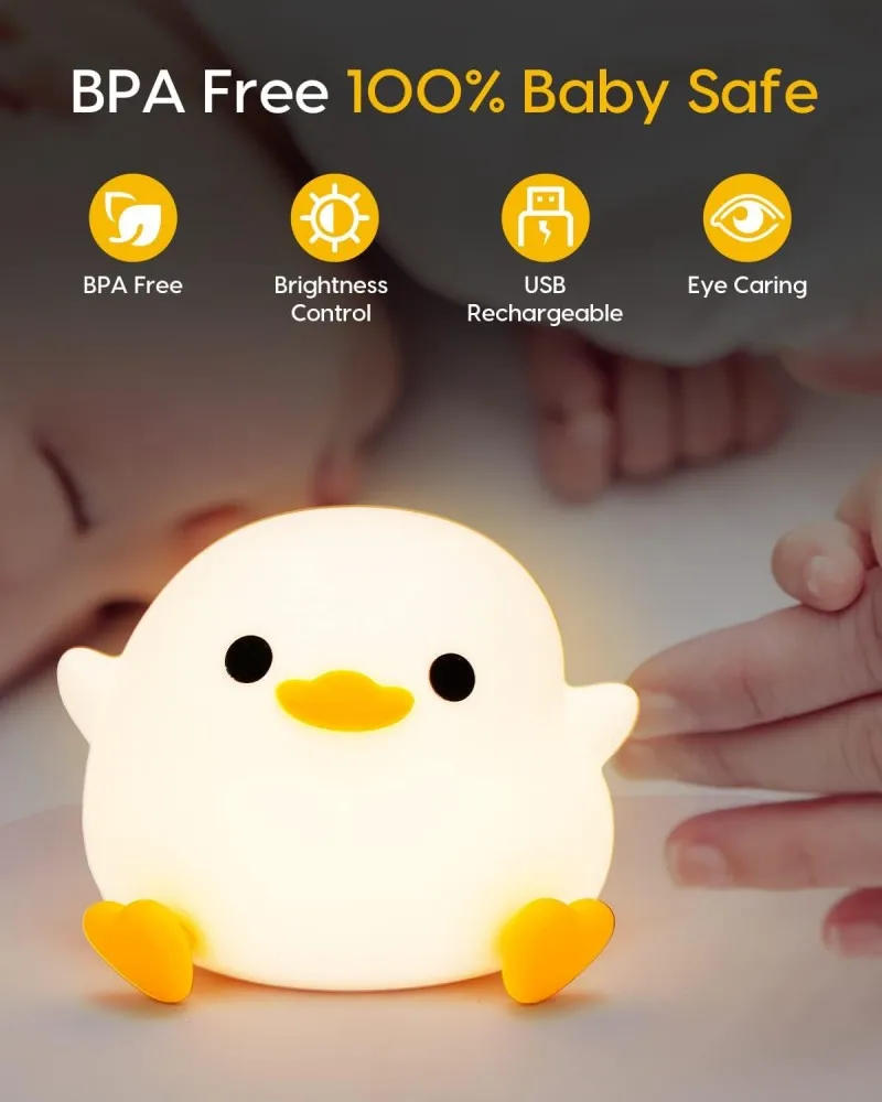Description Picture 3 of itemCartoon Bean Duck Silicone Lamp Led DoDo Duck Cute Night Light Nursery Nightlight Rechargeable Table Lamp for Bedroom Bedside