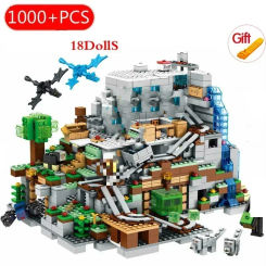 Hot Toys Minecraftinglys The Mountain Cave Building  Blocks with Figures Brick with Elevator Educational Toy Christmas Gift