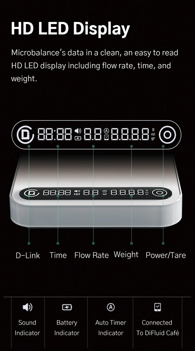 Description Picture 4 of itemDiFluid Coffee Electronic Scale Espresso Scale Coffee Bean Weighing Timer High Quality Kitchen Scale Accurate To 0.1g