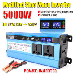 5000W Modified Sine Wave Inverter DC 12V/24V TO 220V Voltage Transformer Digital Display Solar Inverters 4USB Ports 4000/3000W