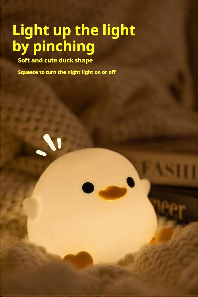 Description Picture 3 of itemDoudou Duck Silicone Night Light Children's Gift Soft Light USB Rechargeable Dimming Touch Lamp Sleeping Animal Decor Gift Lamp
