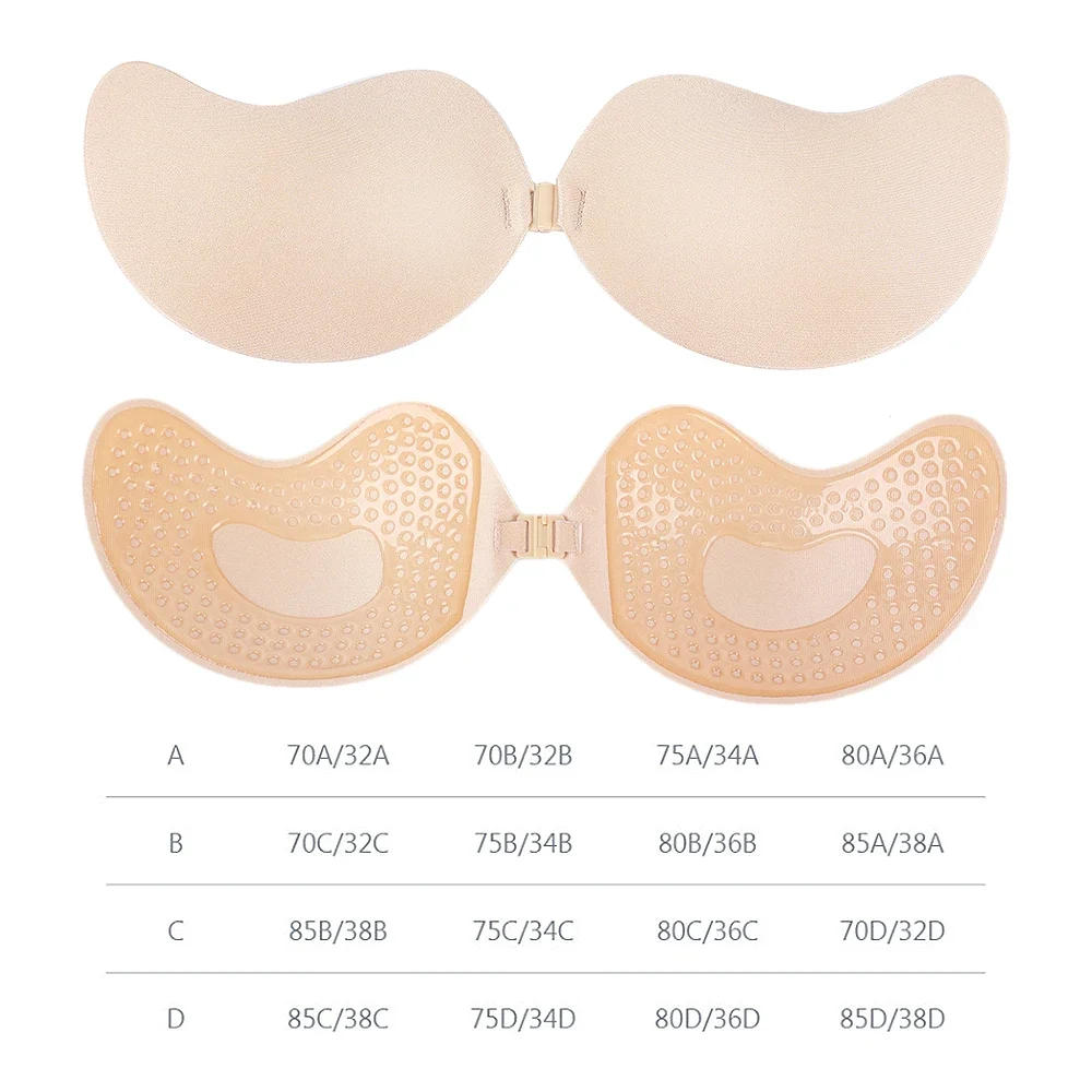 Description Picture 2 of itemSilicone Invisible Bras for Women Girls Push Up Backless Strapless Bra Front Closure Bralette Underwear Self-Adhesive Bra Pads