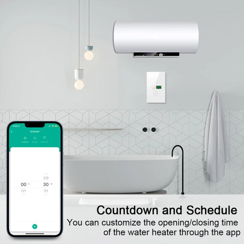 Description Picture 5 of itemTuya 20A WiFi Boiler Switch Power Monitor EU/US 4400W Smart Water Heater Panle APP Remote Control Works With Alexa Google Home
