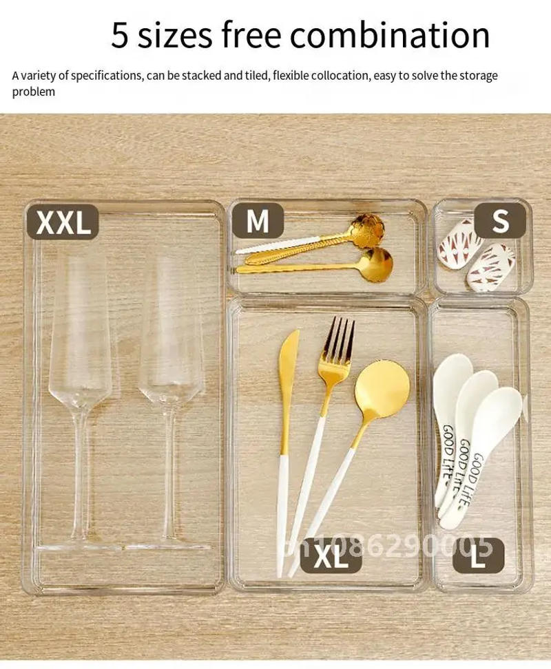 Description Picture 5 of itemClear Drawer Organizer Boxes Transparent Plastic Storage Box Desktop Acrylic Box Jewelry Makeup Cosmetic Organizer Drawer Box