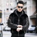 Winter Men Warm Real Mink Fur Patchwork Cowhide Genuine Leather Down Jacket Luxury Business Work Hooded Natural Fur Overcoat 5XL