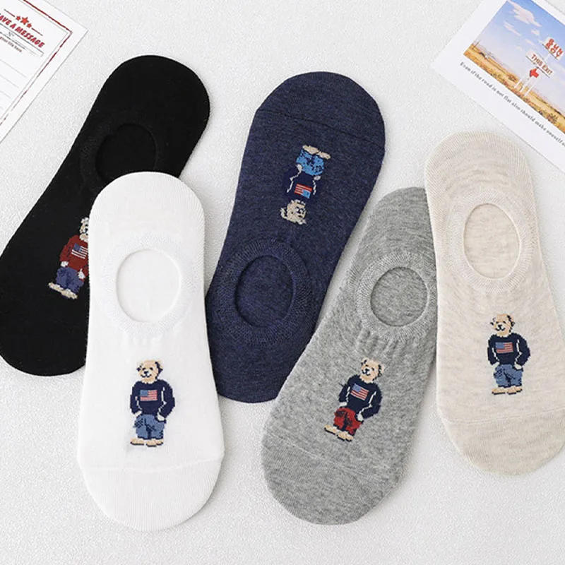 Description Picture 3 of itemSocks Women's Shallow Mouth Korean Cute Little Bear Socks Cartoon Shallow Mouth Socks Summer Thin Anime Boat Socks