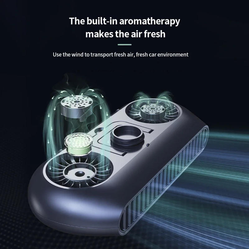 Description Picture 4 of itemUniversal USB Rechargeable Car Dual Turbine Bladeless Fan Silent Adjustable Air Circulation Electric Fan Mini Air Conditioner