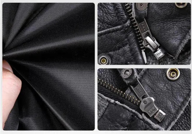 Description Picture 6 of itemGenuine Men Leather Jacket Slim 100% Natural Cowhide Coat Fashion Biker Jackets Vintage Real Motorcycle Clothing