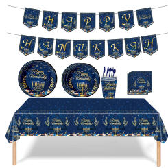 Hanukkah Disposable Dinnerware Set Plates Napkins Party Favors Paper Plates Happy Hanukkah Supplies Chanukah Tableware Decoratio