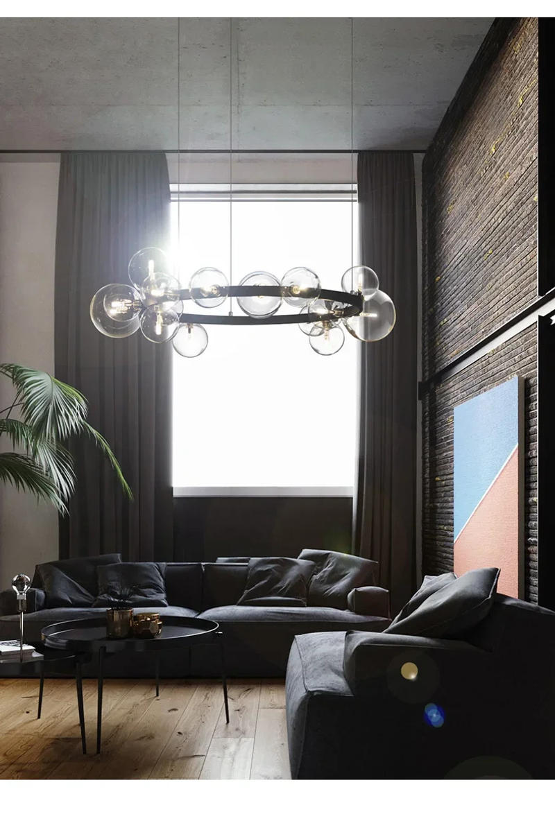 Description Picture 6 of itemModern Nordic Glass Bubble Ceiling ChandeliersLiving Room Pendant Lamps Restaurant LED Lighting Kitchen Decor Hanging Lights