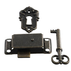 3pcs Antique Door Lock Drawer Jewelry Box Cabinet Wardrobe Cupboard Door Lock Set Lock Body Key Decorative Sheet Home Hardware