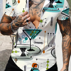 Scientific pattern digital 3D printing, personalized and fashionable short sleeved small body shirt, high-quality summer new