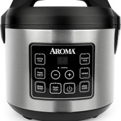 NEW 20 Cup Cooked (10 cup uncooked) Digital Rice Cooker, Slow Cooker, Food Steamer, SS Exterior (ARC-150SB),Black