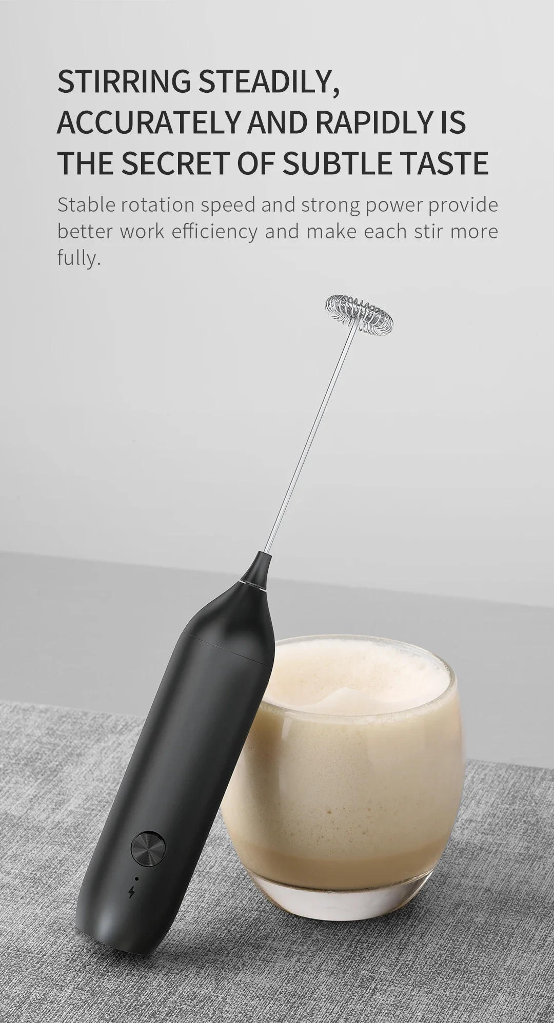 Description Picture 4 of itemElectric Milk Frother 304 Stainless Steel Mini Milk Frother Rechargeable USB Type-C Rechargeable Blender Coffee Blender