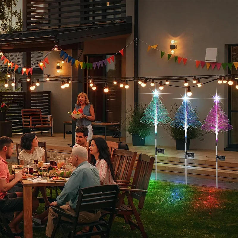 Description Picture 2 of itemSolar Christmas Tree Star Lights Powered Pathway Light Fiber Optic Lawn Floor Lamp Outdoor Yard Garden Party Festival Park Decor