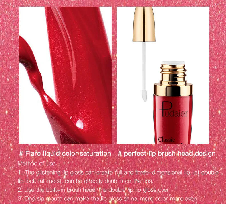 Description Picture 5 of itemWaterproof Diamond Glitter Lip Gloss Shimmer Pearl Colour Lip Gloss 18 Colors Matte Glitter Liquid Lipstick Diamond Sexy Make Up