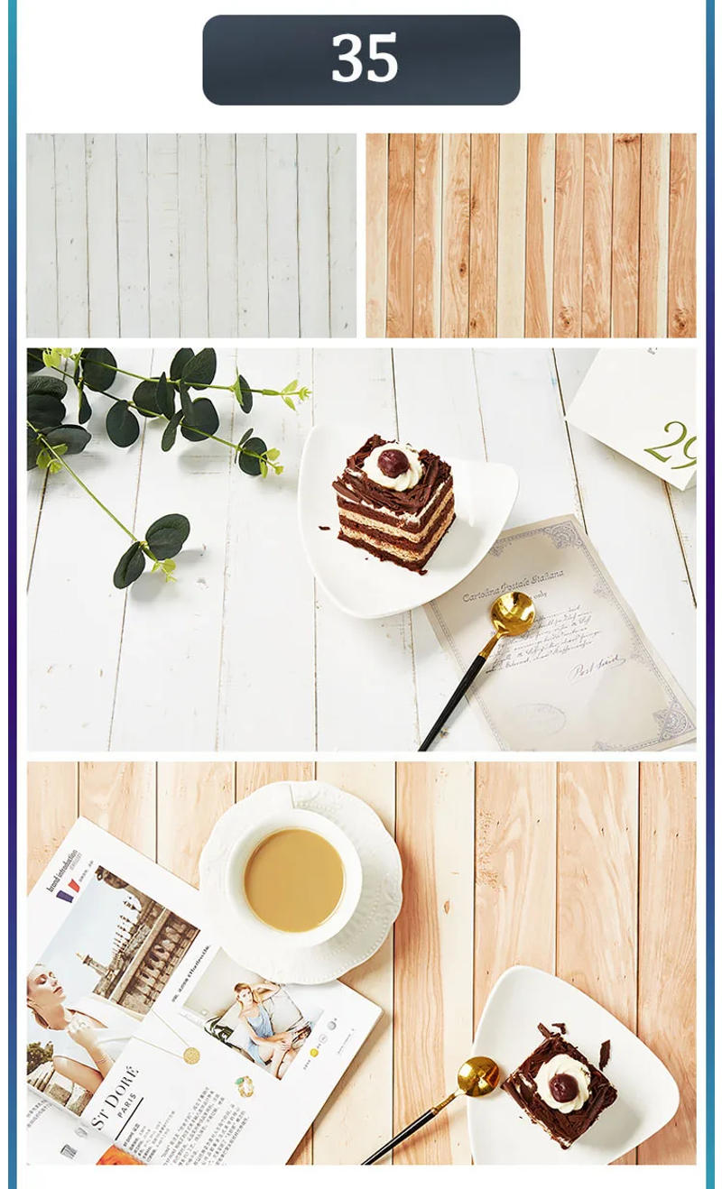 Description Picture 5 of itemMarble Photography Backdrops 57*43CM 2 Sided Wood Grain Photo Background Wallpaper Studio Waterproof Products Photographic Props